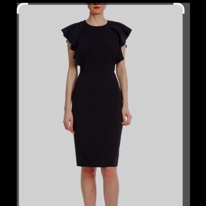 Badgley Mischka draped ruffle shoulder cocktail dress new with tags.  Selling